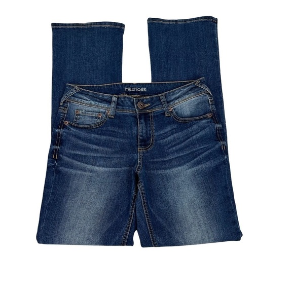 MAURICES Women’s Blue Jeans Size 3/4 Short Distressed Stretch Pockets - Picture 4 of 13